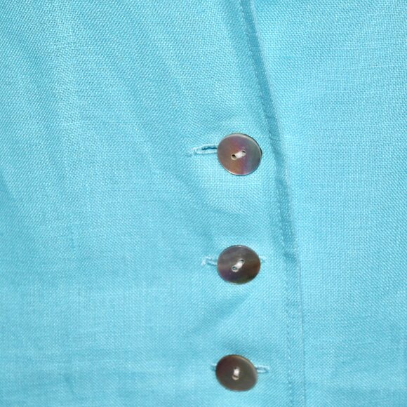 Vintage Talbots Irish Linen Button-Up Shirt Jacket | Aqua Blue | Size 10 - Picture 3 of 5